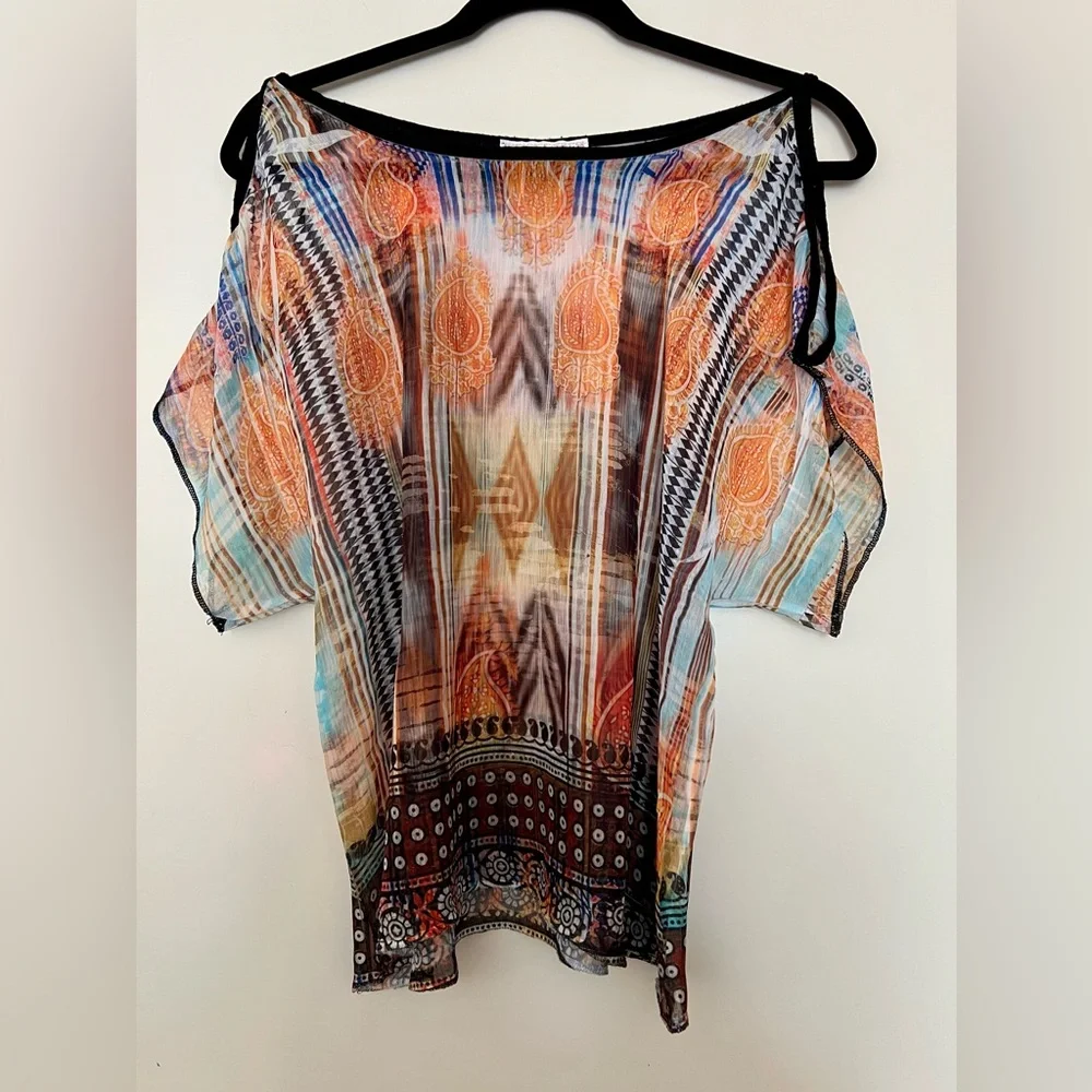 Multicolor Cold Shoulder Boho Cowgirl Top